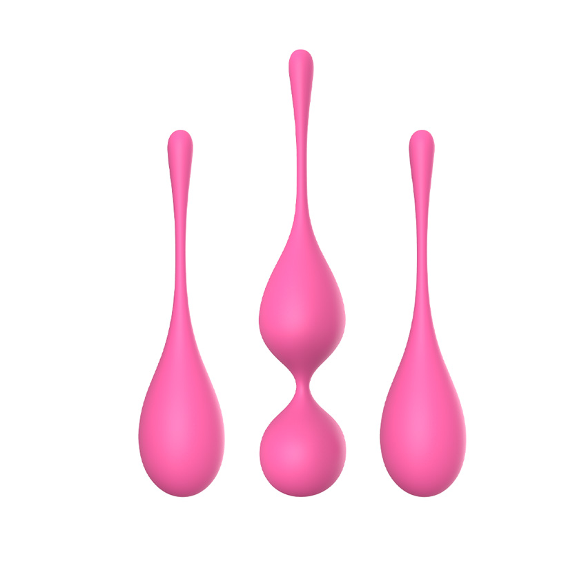 Kegel Set of 3 Vaginal Balls - Rose red